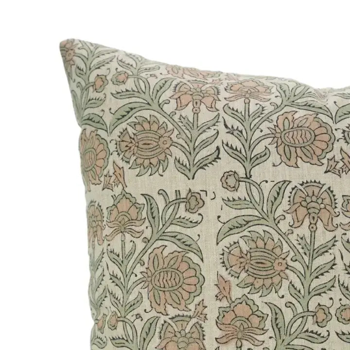 Classic Block Print Linen Blend Cushion Cover - Jaipuri Jaal