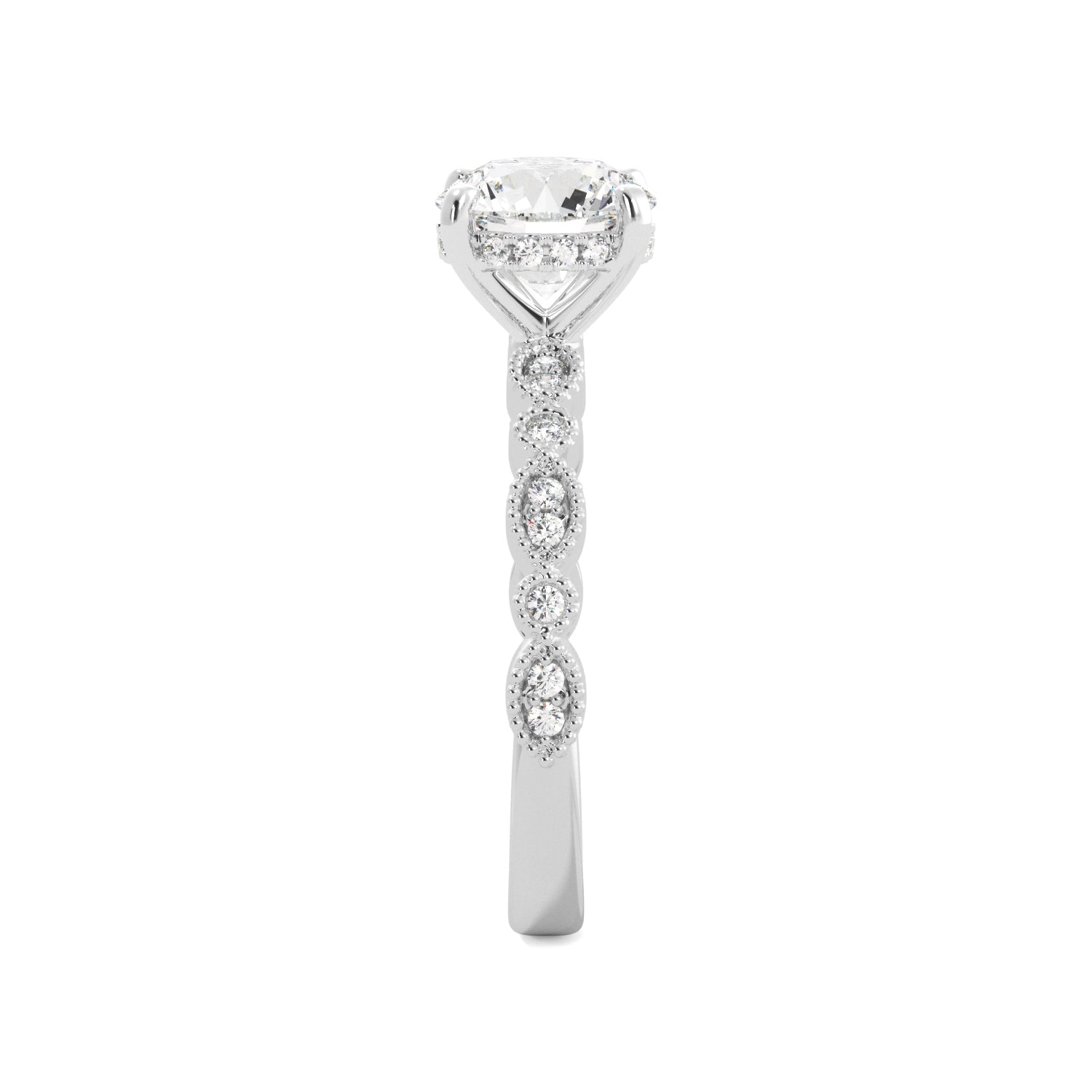 Natural Diamond Hidden Halo Platinum Engagement Ring