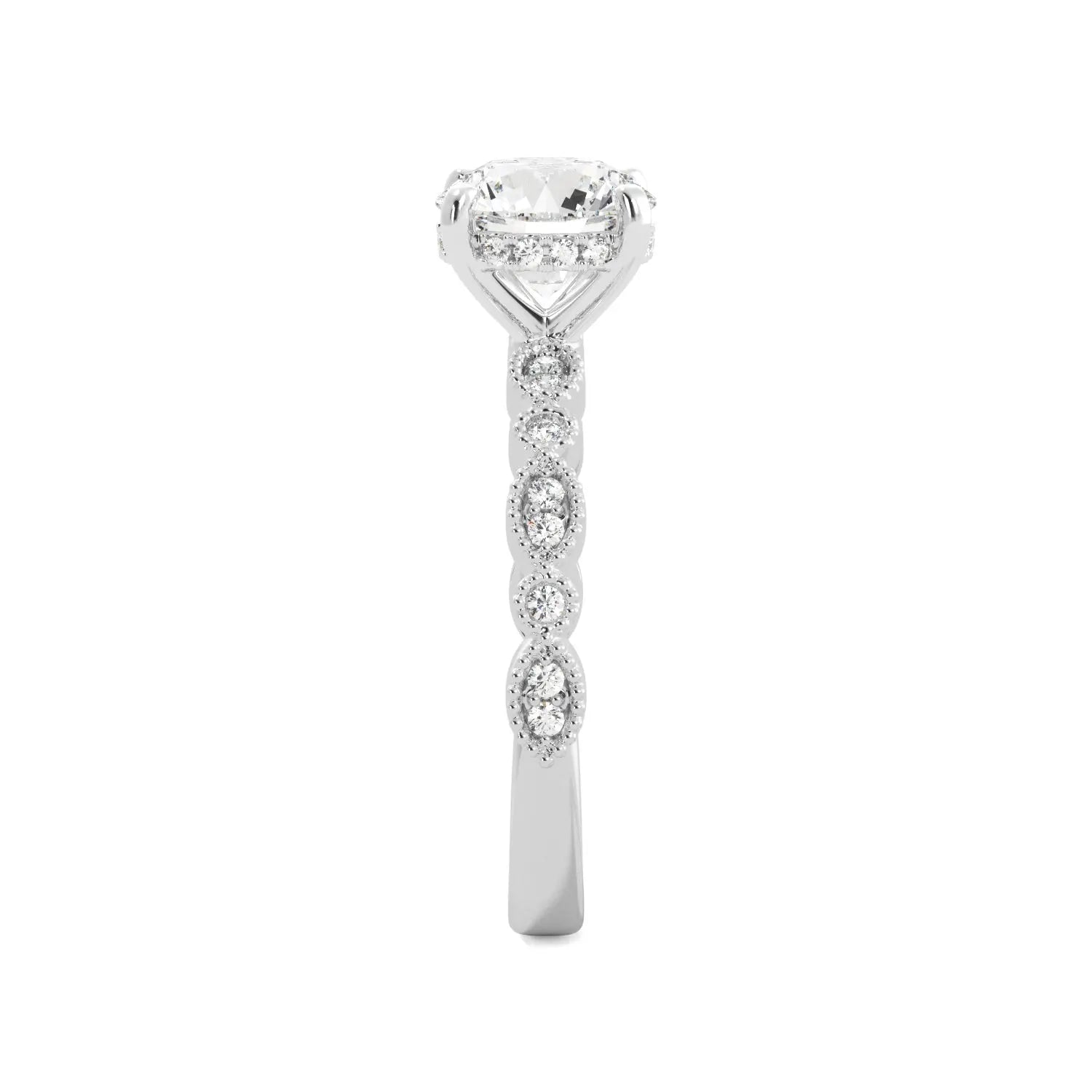 Natural Diamond Hidden Halo Platinum Engagement Ring