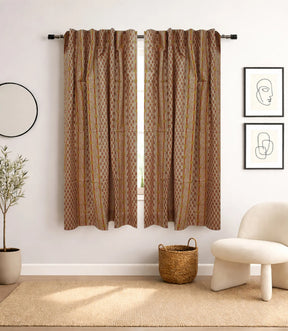 Floral Hand Block Print Anamika Linen Curtains