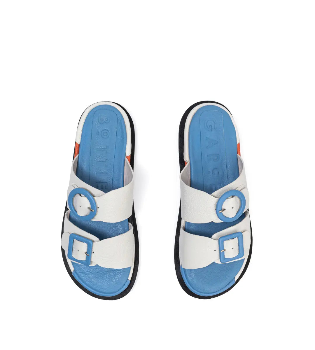Allegra Offwhite Contrast Buckle Sandals