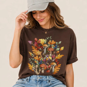 Autumn Woodland Mushroom Botanical Graphic Tee