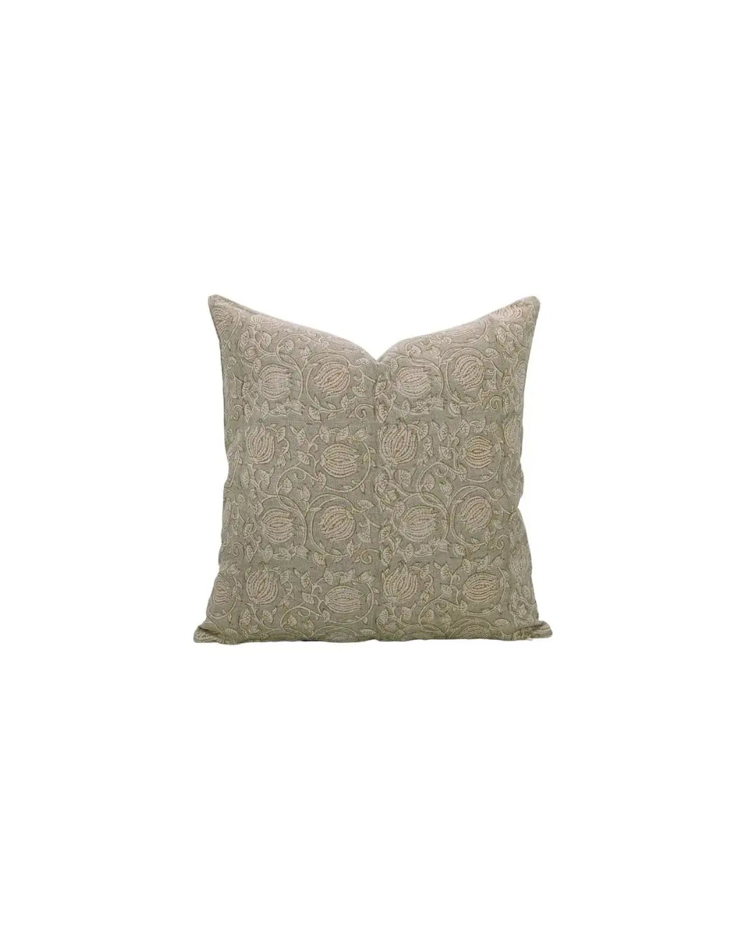 Floral Hand-Carved Unique Hand Block Printed Pure Linen Pillow Cover- 6 Kamal