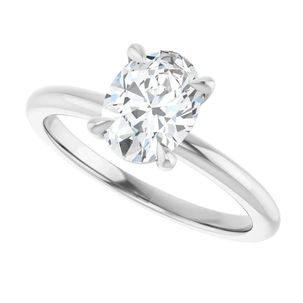 1 CT Lab-Grown Oval Diamond Solitaire Ring in 14K Gold