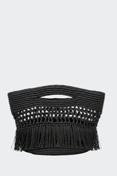 Paola Toquilla Straw Clutch Black