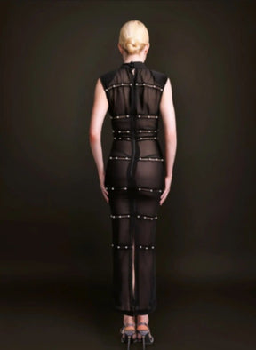 Ife Sleeveless Sheer Black Dress