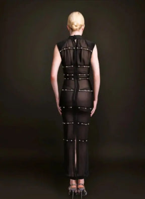 Ife Sleeveless Sheer Black Dress