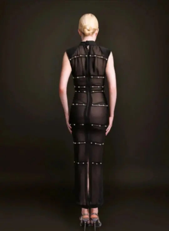 Ife Sleeveless Sheer Black Dress