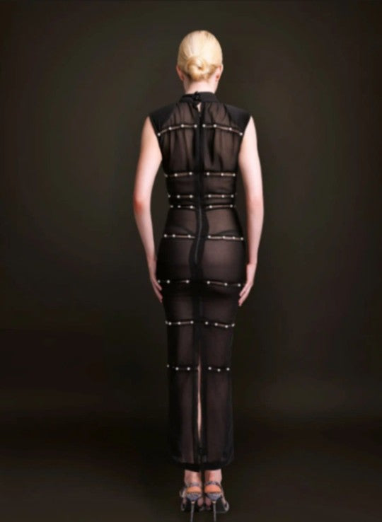 Ife Sleeveless Sheer Black Dress