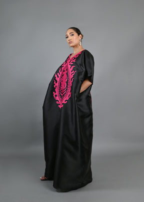 Soso Boubou (black color with pink embroidery) -African maxi dress