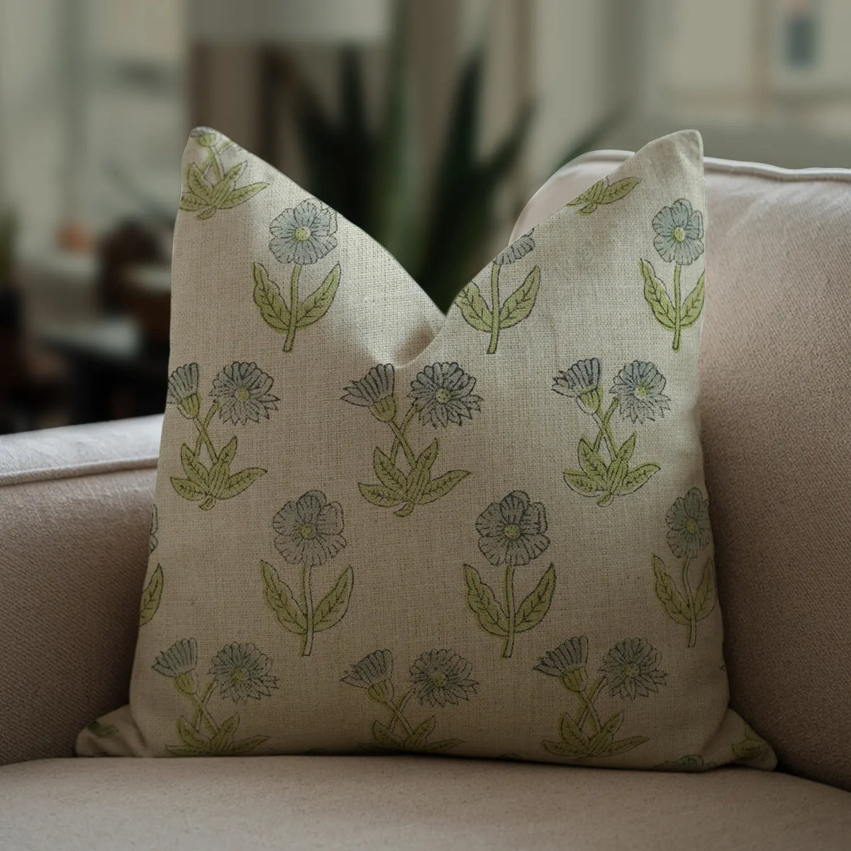 Designer Block Print Handmade Thick Linen Pillow Cover-Kirti