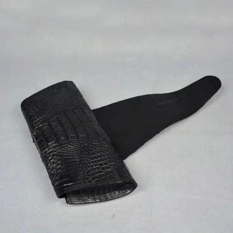 The Serenity Black  crocodile Embossed Leather Clutch