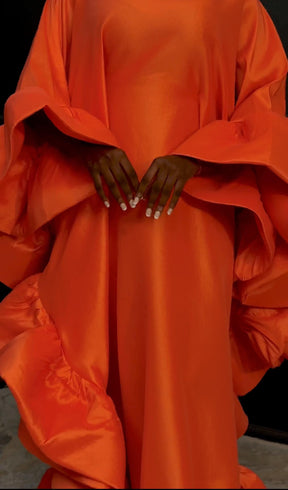 Flako Orange Dress With Ruffles Boubou
