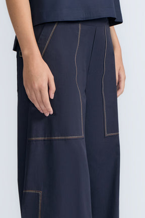 Zoe High-Rise Cotton Pants | Navy