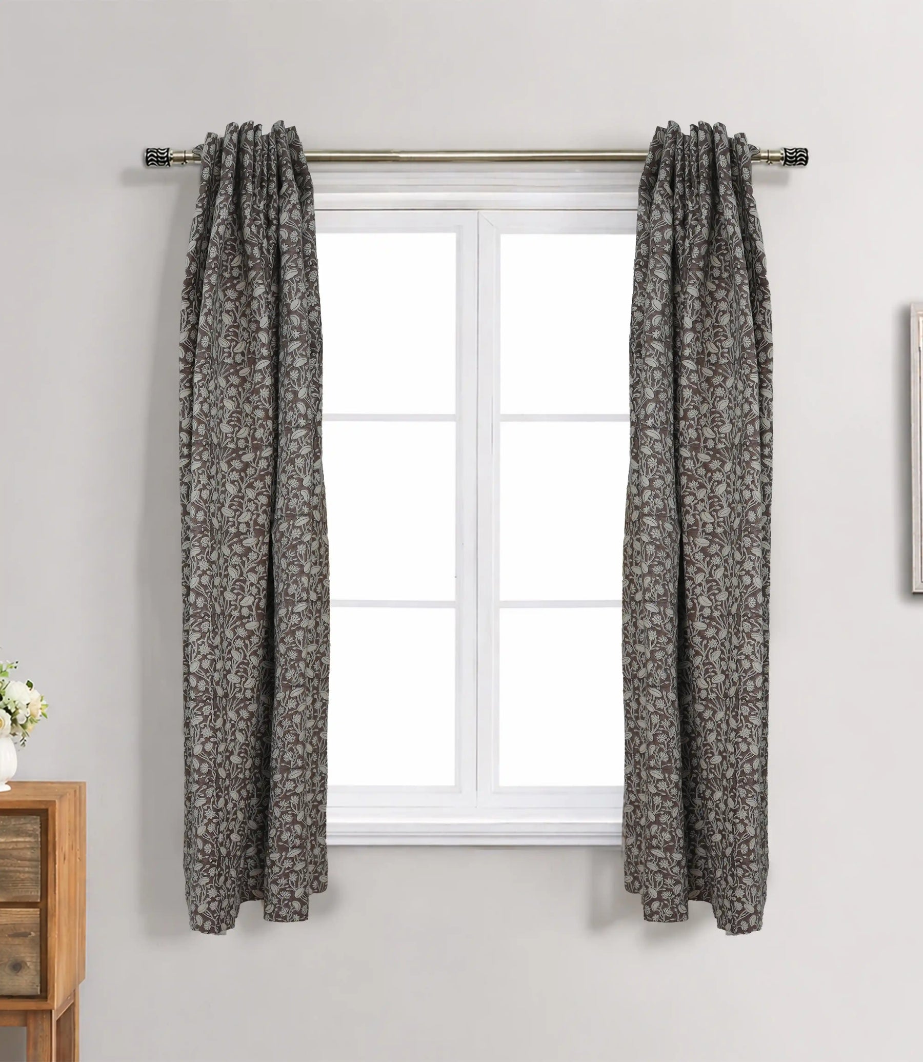 Pishta Handcrafted Floral Vintage Pure Linen Curtain