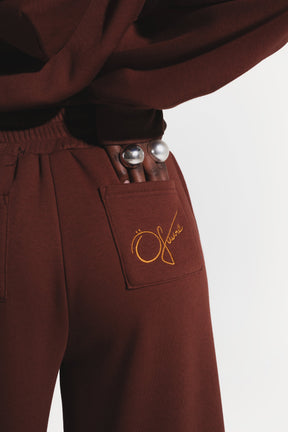 OFUURE Plush fleece Hoodie SET in BROWN