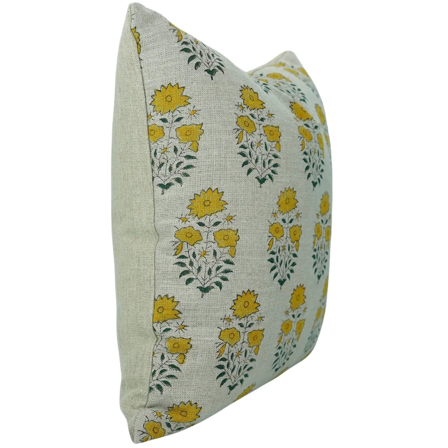 Mayra Handcrafted Mustard Block Desgin Cushion Cover