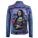 Blue denim jacket with Mona Lisa print