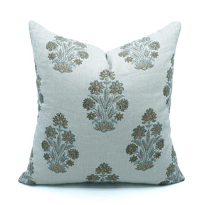 Handmade Floral Block Print Thick Linen Home Pillow Cover - Morpankh