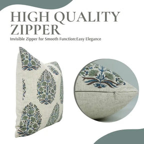 Unique Hand Made Block Printed Viscose Linen Pillow Cover- Kumud