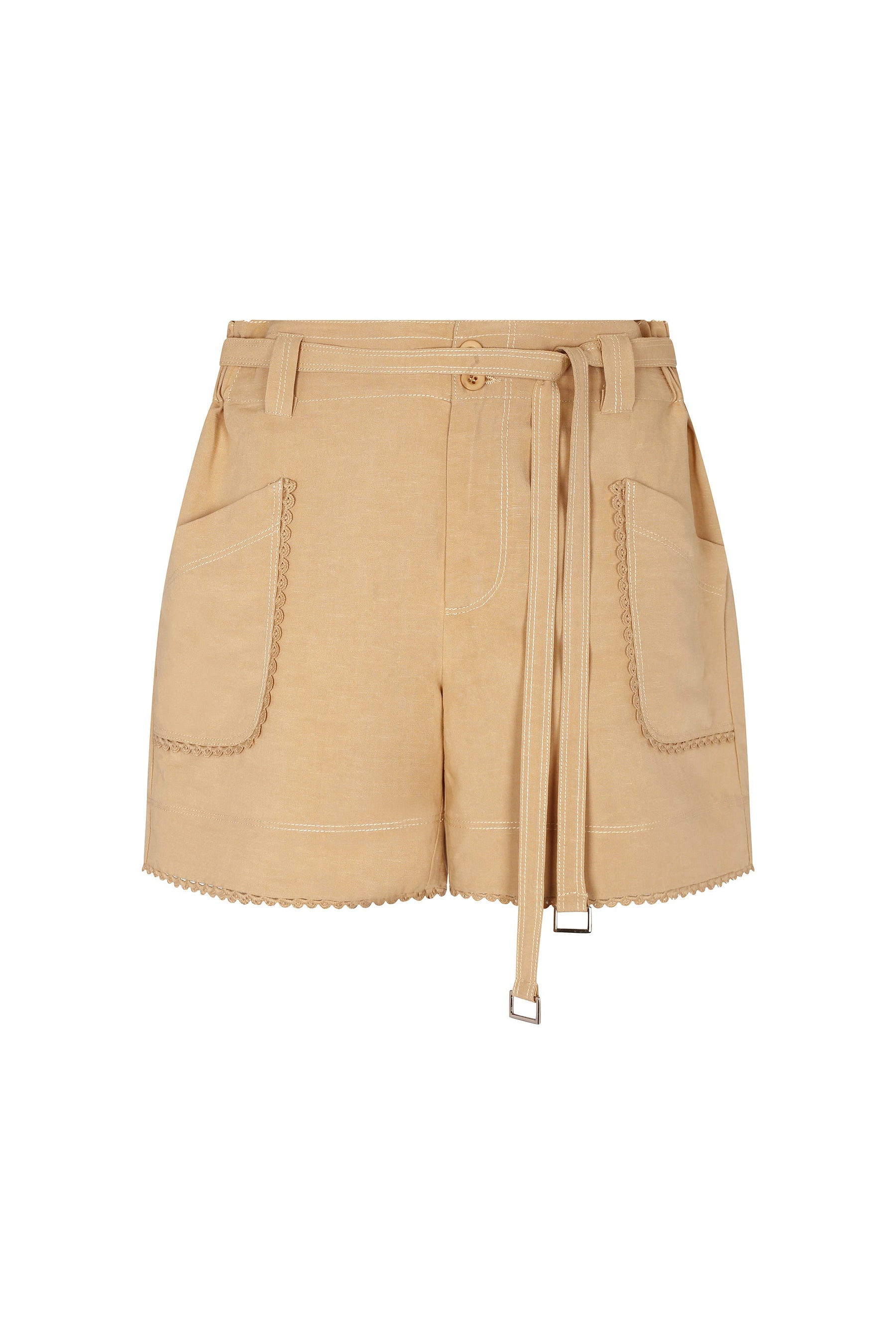 Lira Linen Blend Shorts | Camel