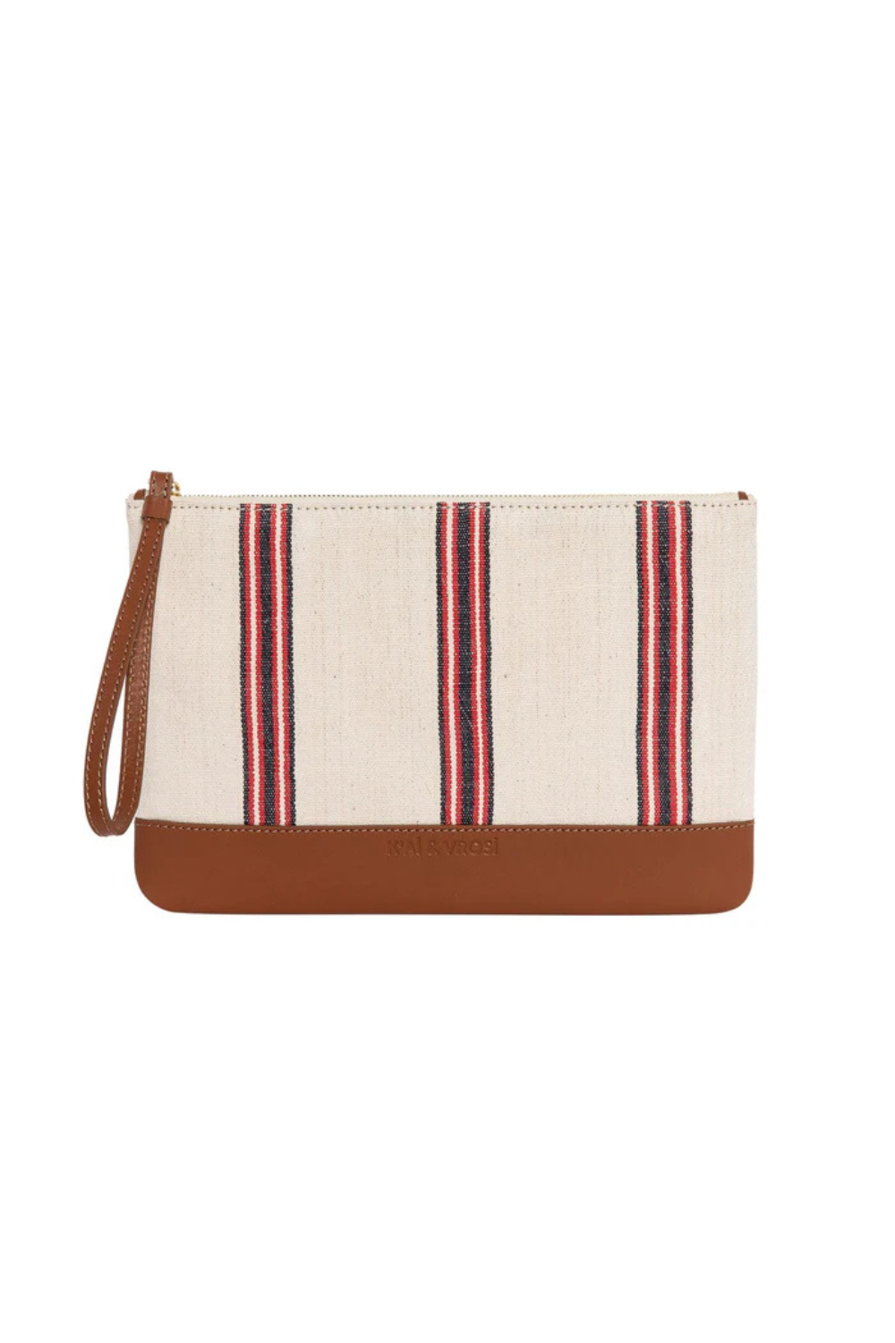 Apollon - Tobacco Calfskin & Handloomed Fabric Clutch