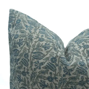 Floral Block Print Thick Linen Home Pillow Cover - Manjusha