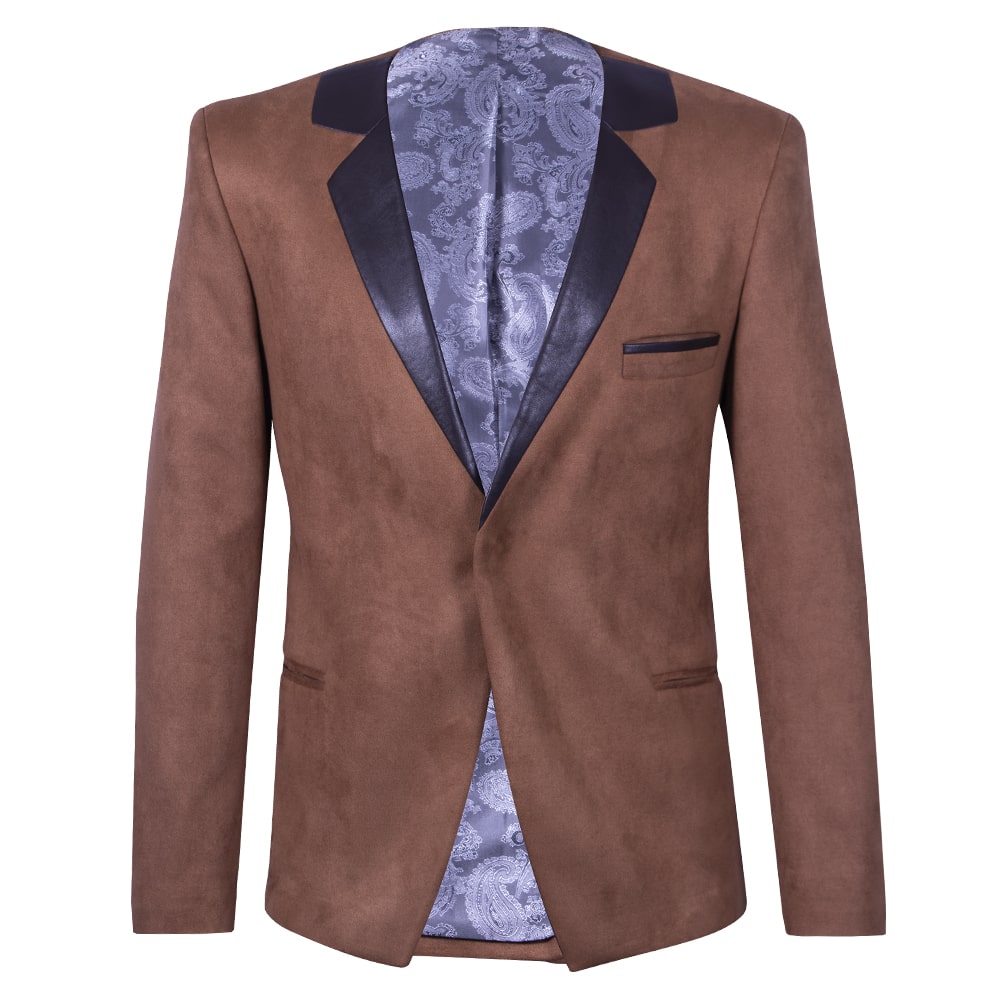Suede blazer with imitation lapel
