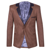 Suede blazer with imitation lapel