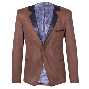 Suede blazer with imitation lapel