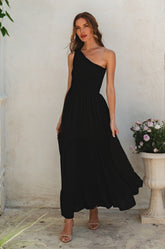 Cassandra One Shoulder Maxi Dress - Black