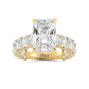 Radiant Cut Iced Out Engagement Ring With Radiant Cut Side Diamonds