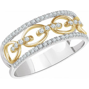 1/4 CT Natural Diamond Link Ring in 14K Gold