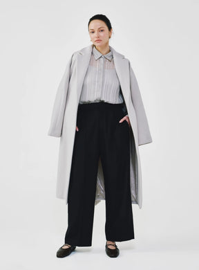 Herringbone Virgin Wool Wrap Coat