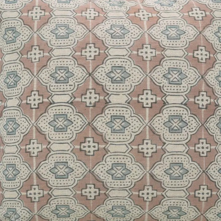 Bohemian Block Print Linen Blend Cushion Cover - Jarokha