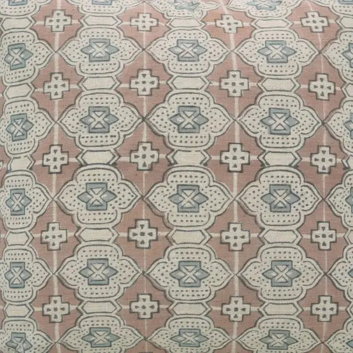 Bohemian Block Print Linen Blend Cushion Cover - Jarokha