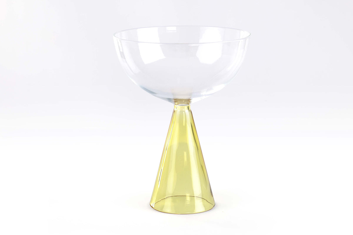 Colorful Handblown Drinkware Coupe, Honey-  5.24x4 Inches