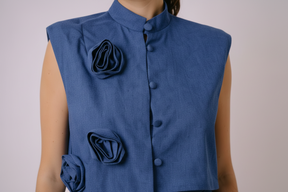 Floral Embellished Denim Vest