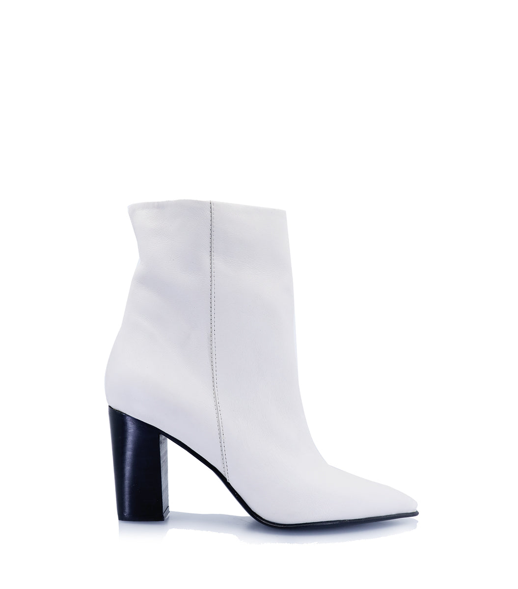 Chic White Leather Booties Reni