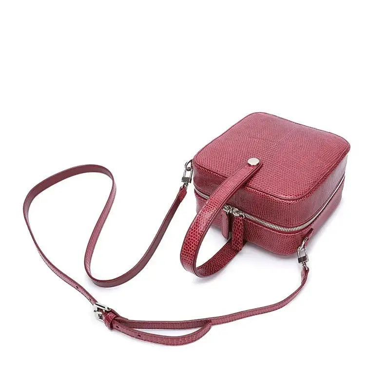 Luxury Embossed Lizard Leather Crossbody Handbag