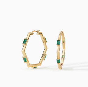 The Claire Hexagon Hoop Earrings - Medium