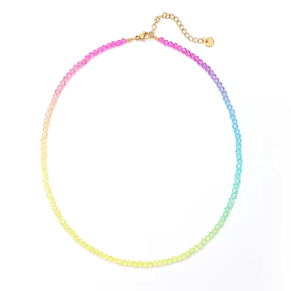 Rainbow Czech Glass Bead Necklace