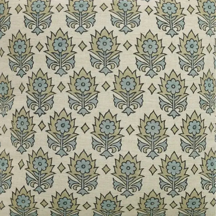 Interior Décor Block Printed Linen Blend Pillow Cover - Kusum