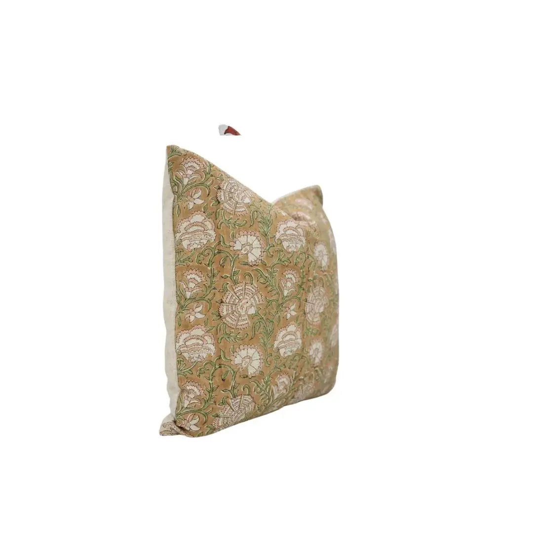 Elegant Hand Block Pinted Viscose Linen Pillow Cover - Sonakshi