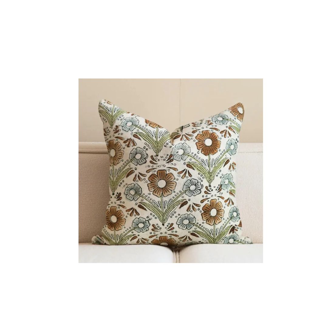 Beautiful Hand-Block Printed Viscose Linen Cushion Cover - Vanshika