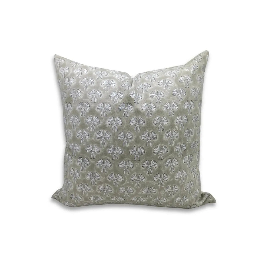Bohemian Hand Block Printed Thick Cotton White Cushion Cover - Mashroom