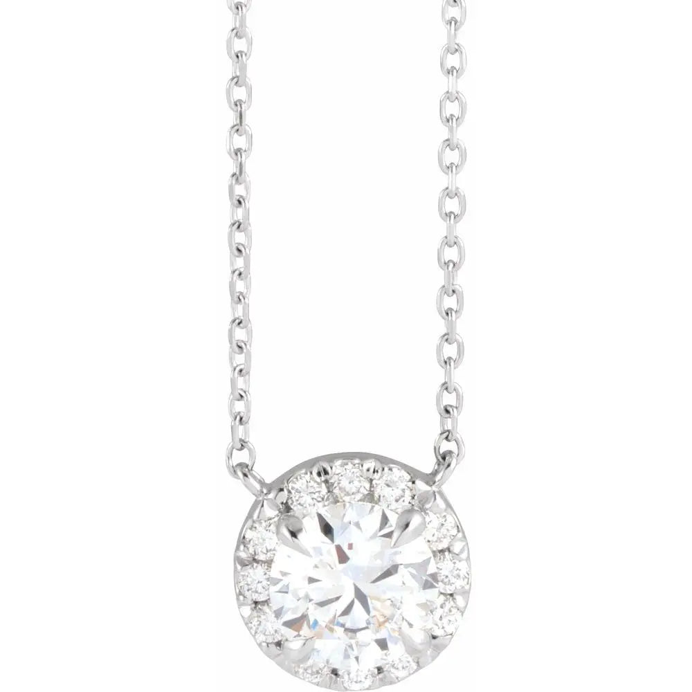 1 CT Lab-Grown Diamond French-Set 16-18" Necklace in 14K Gold