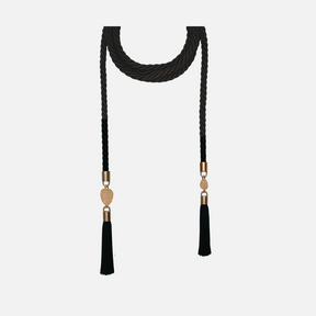 Silk Tassel Rope Belt with Gold Charms
