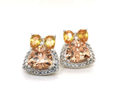 Champagne Trillion & Pear Cut Silver Earrings