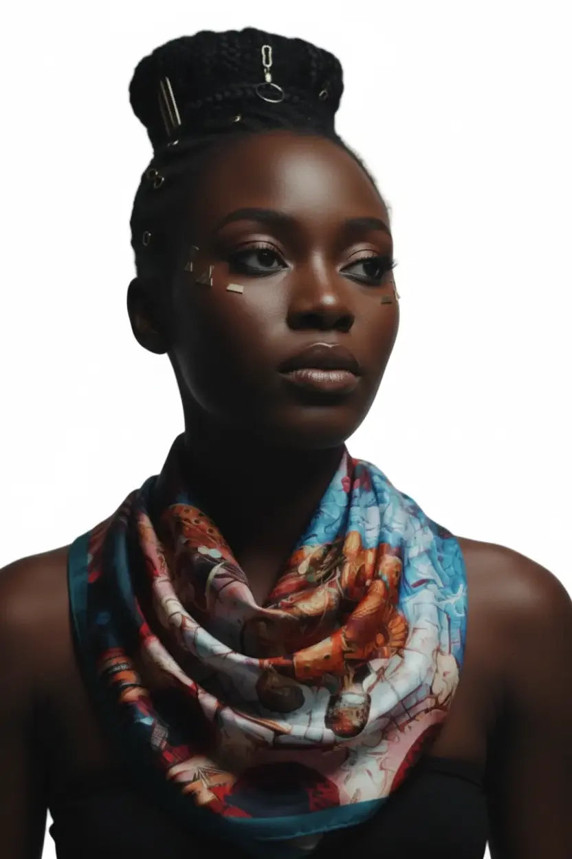 The Mystic Journey Afrofuturism Extra Large Silk Scarf